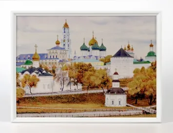 Картина 30х40 печать на холсте "под золото" в белой рамке №2