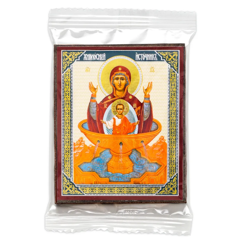 Icon on wooden panel 6×9 double embossing, annotation, packaging Life-giving Spring 6