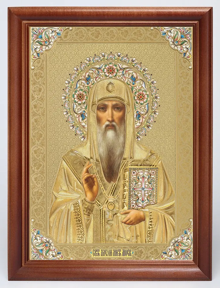 Icon in wooden frame 24×30 blind embossing (without glass) Alexis, Metropolitan of Moscow