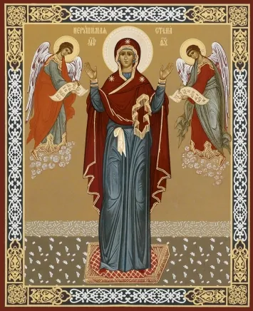 Icon on hardboard №1 18×24 double embossing Indestructible Wall (with attendant saints)
