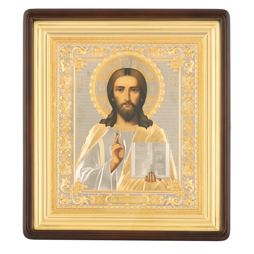 Painted icon in icon case 24×30 oil, riza cover №304, icon case №1 Saviour