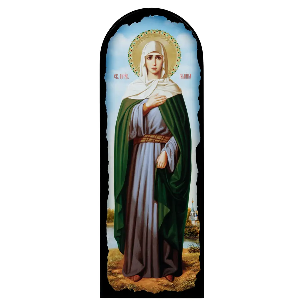 Icon on MDF 18×50 arched, 3D print, varnish Galina 2