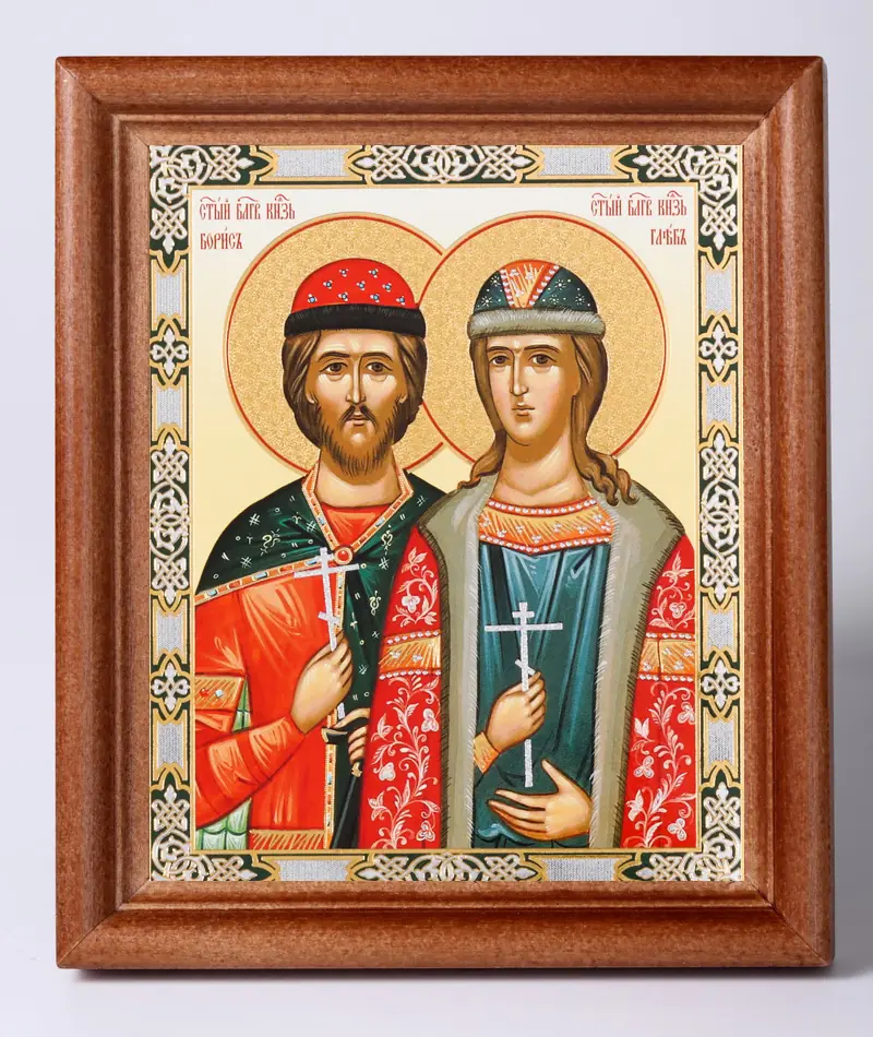 Icon in wooden frame №1 11×13 double embossing Boris and Gleb 4