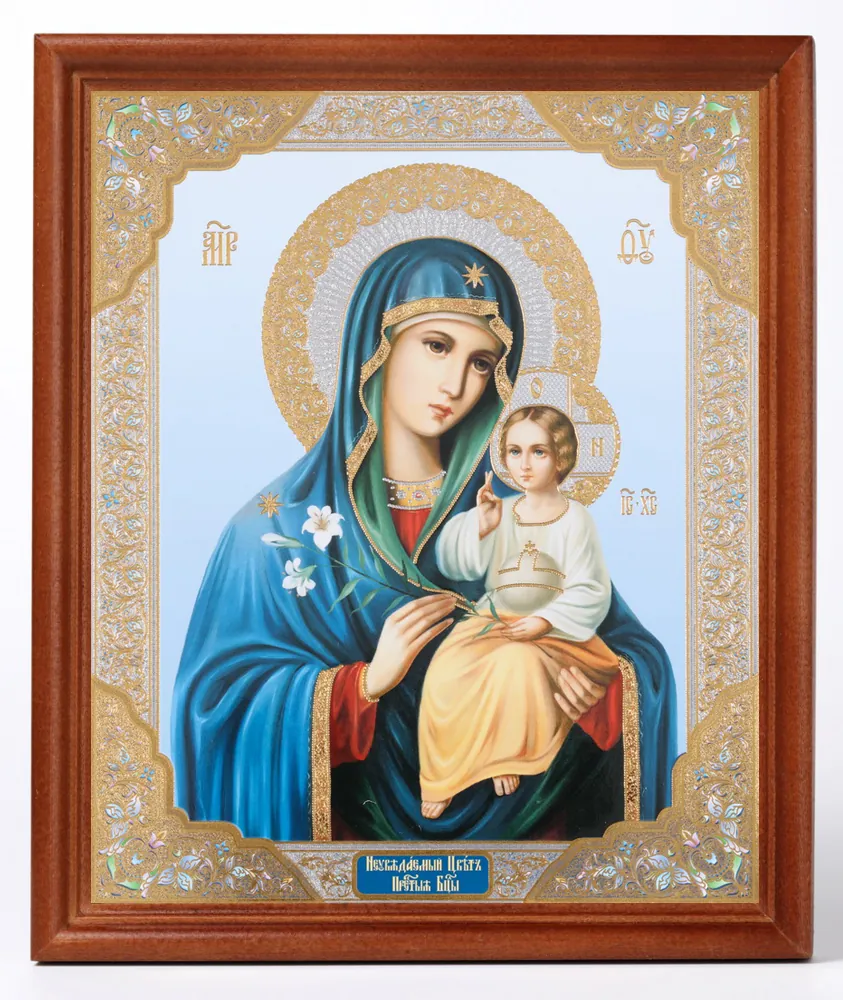 ხატი ხის ჩარჩოში №1 18×24 ორმაგი ტვიფრი უჭკნობი ყვავილი