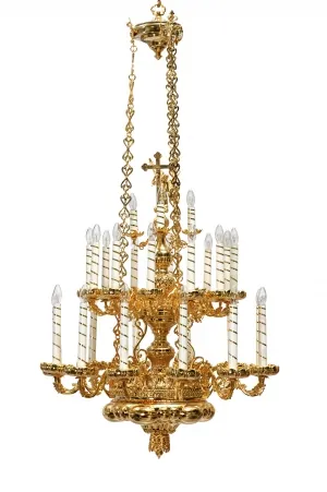 Chandelier 3 tiers 27 candles gilding