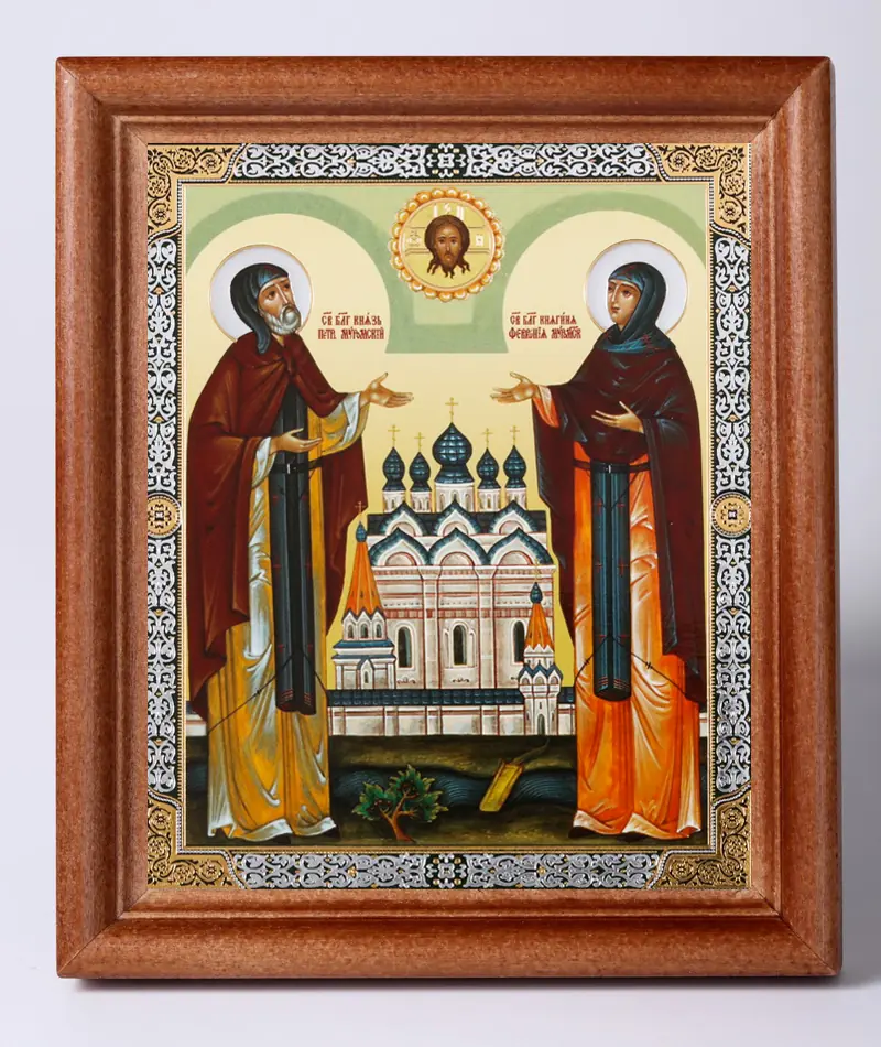 Icon in wooden frame №1 11×13 double embossing Peter and Fevronia 8