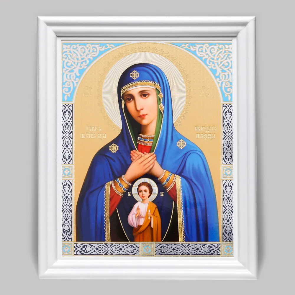 Icon in wooden frame №3 11×13 (white) double embossing Helper in Childbirth 3