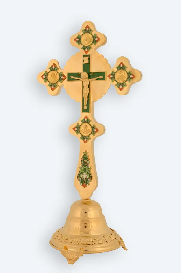 Altar cross №5-2 shaped gilding enamel on stand