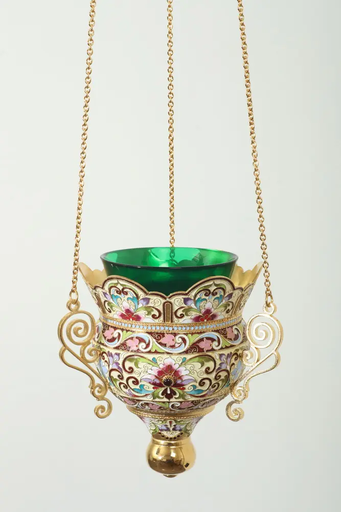 Filigree vigil lamp №32 enamel / gilding