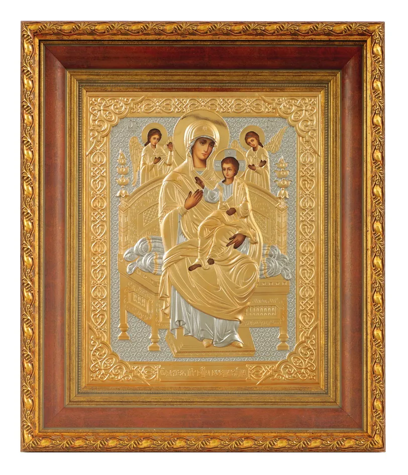 ფერწერული ხატი კიოტში 24×30 ზეთი, მოჭედილობა №271-2, მქრქალი მოოქროვება, კიოტი №22 ყოვლადდედოფალი