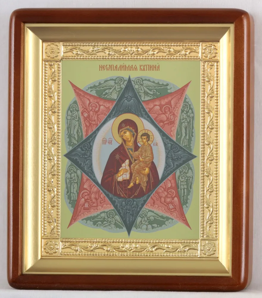 Икона в киоте 18х24 фигурный, темпера, рамка золочёная Неопалимая Купина