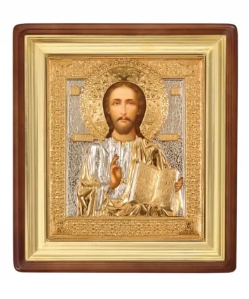 Painted icon in icon case 24×30 oil, riza cover №213, icon case №1 Saviour