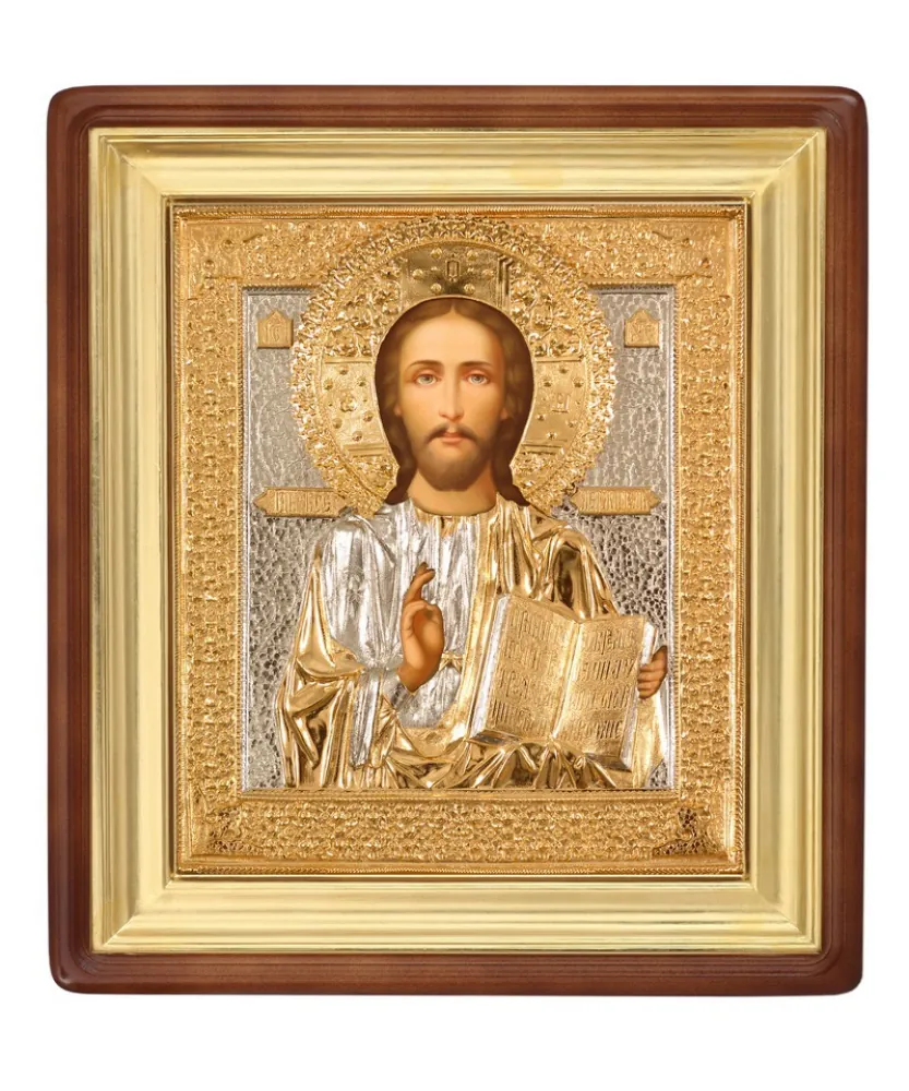 Painted icon in icon case 24×30 oil, riza cover №213, icon case №1 Saviour
