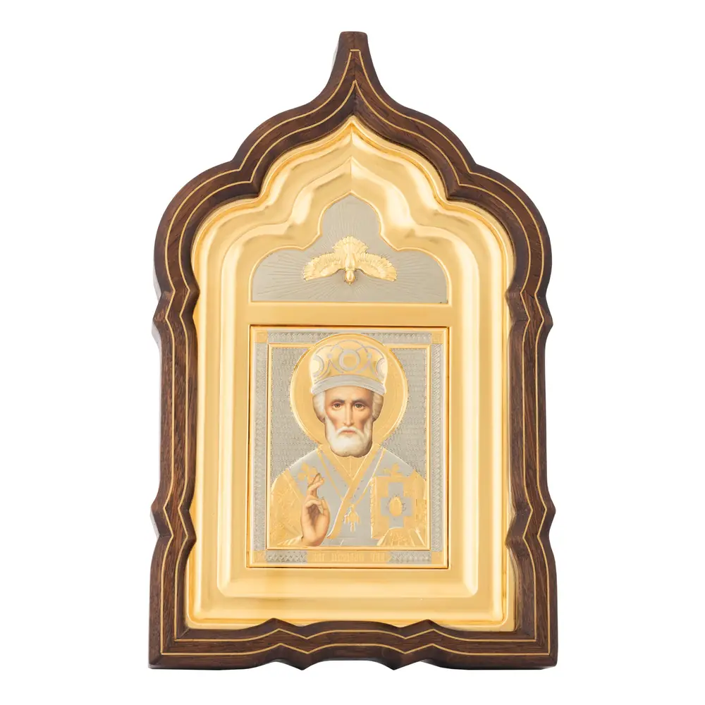Icon photo in icon case 11×13 riza cover, icon case №24 Nicholas the Wonderworker 1