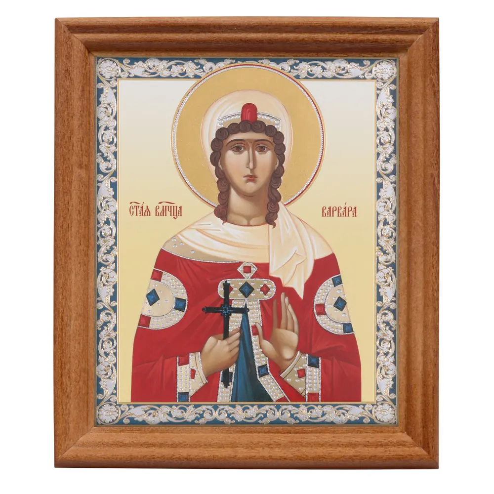 Icon in wooden frame №3 11×13 double embossing Barbara of Heliopolis, Great Martyr (4)