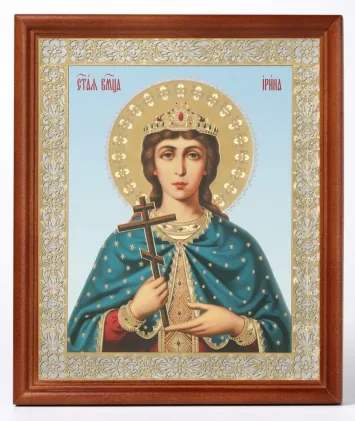 Icon in wooden frame №1 18×24 double embossing Irene of Macedonia, Great Martyr (2)
