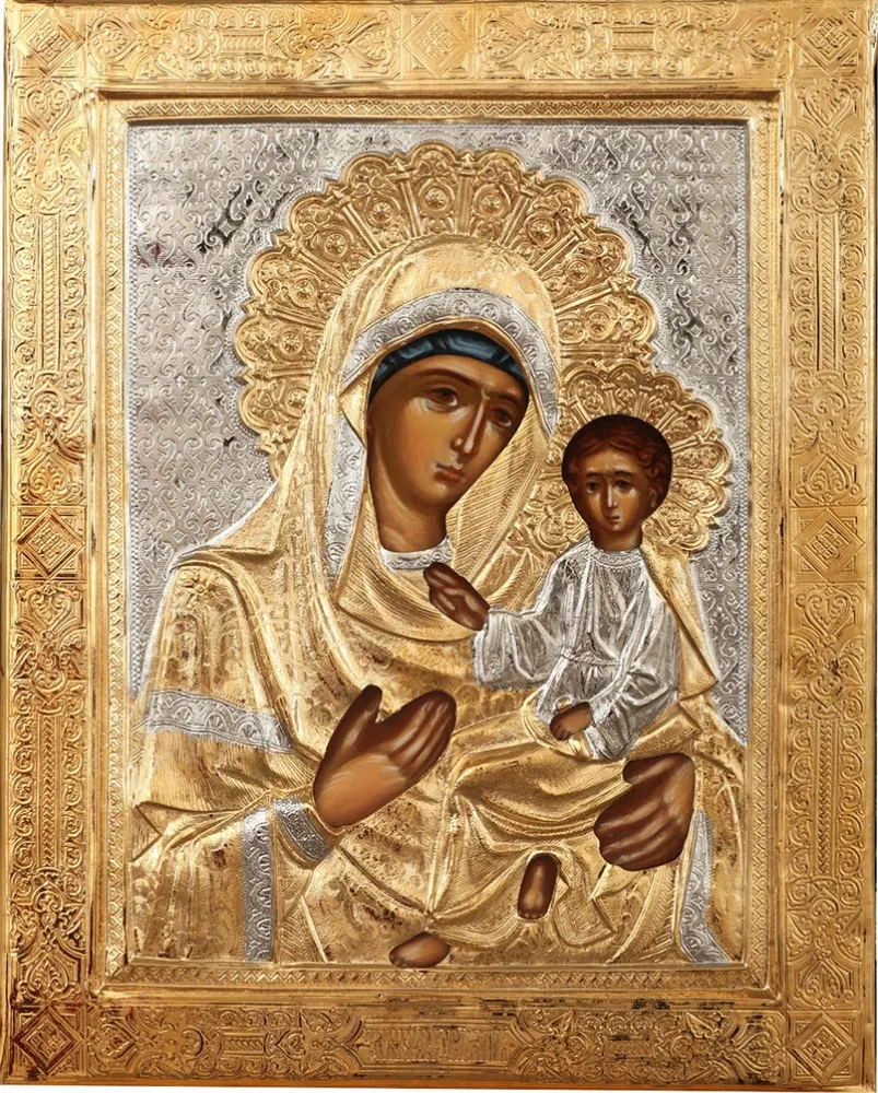 Икона живописная Божией Матери «Тихвинская» 18х24, масло, риза №3, золочение