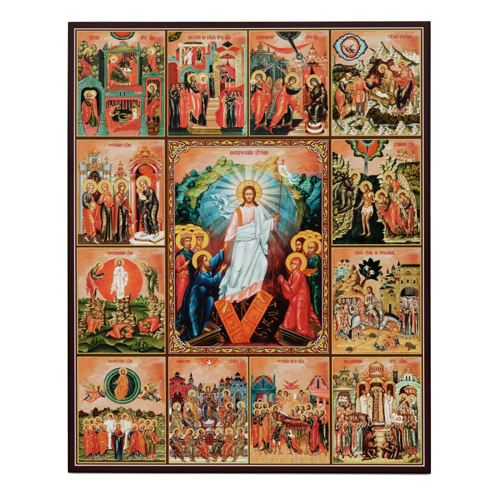 Icon on board 33×40 3D print, varnish Resurrection of Christ 3