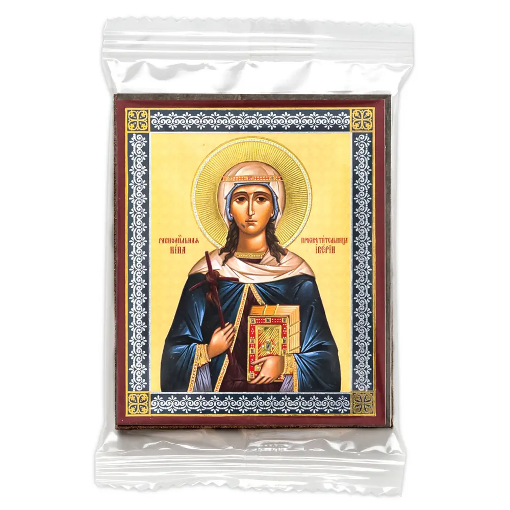 Icon on wooden panel 6×9 double embossing, annotation, packaging Nino 3