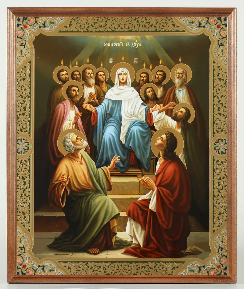 Icon in wooden frame №1 30×40 double embossing, packaging Descent of the Holy Spirit 2