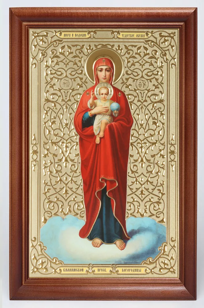 Icon in wooden frame 24×30 blind embossing (without glass) Valaam Mother of God