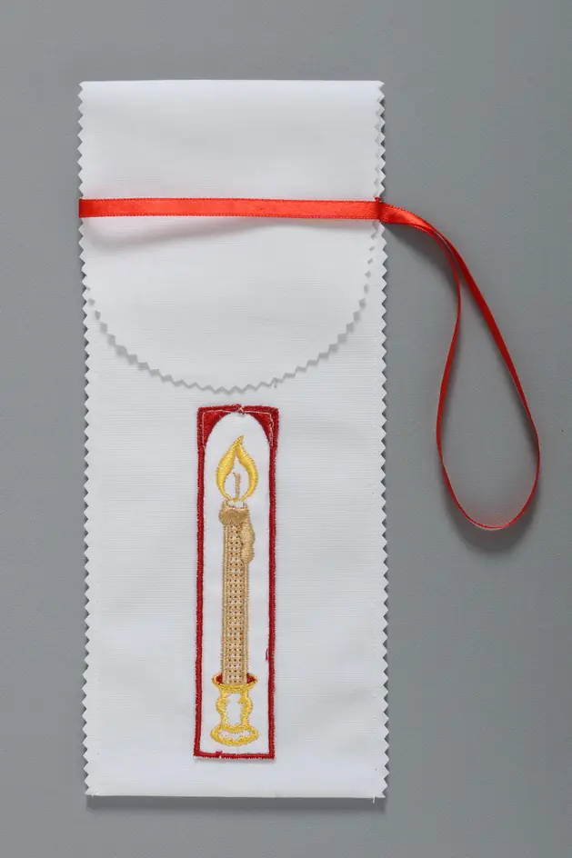 Candle cover with machine embroidery 26×10 №1