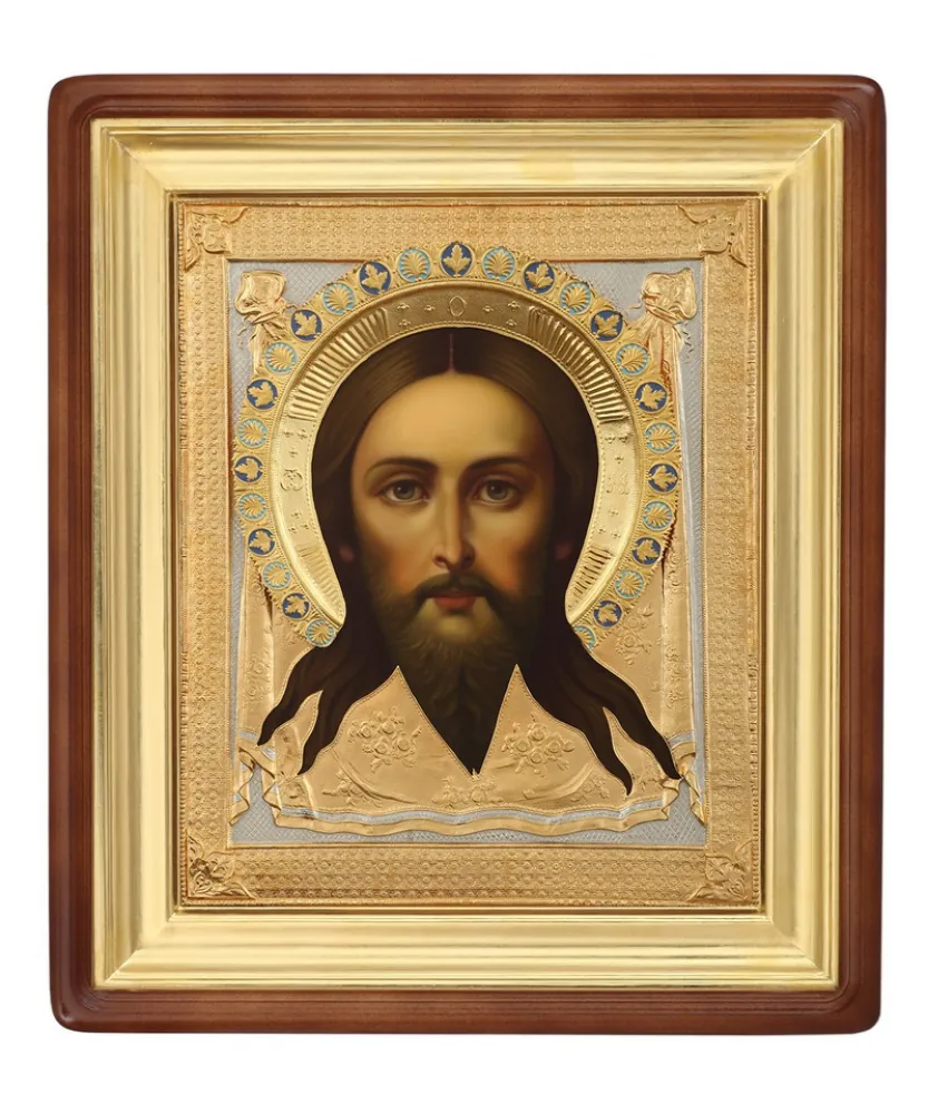 ფერწერული ხატი კიოტში 60×80 ზეთი, მოჭედილობა №61, მინანქარი, კიოტი №1 ხელთუქმნელი მაცხოვარი