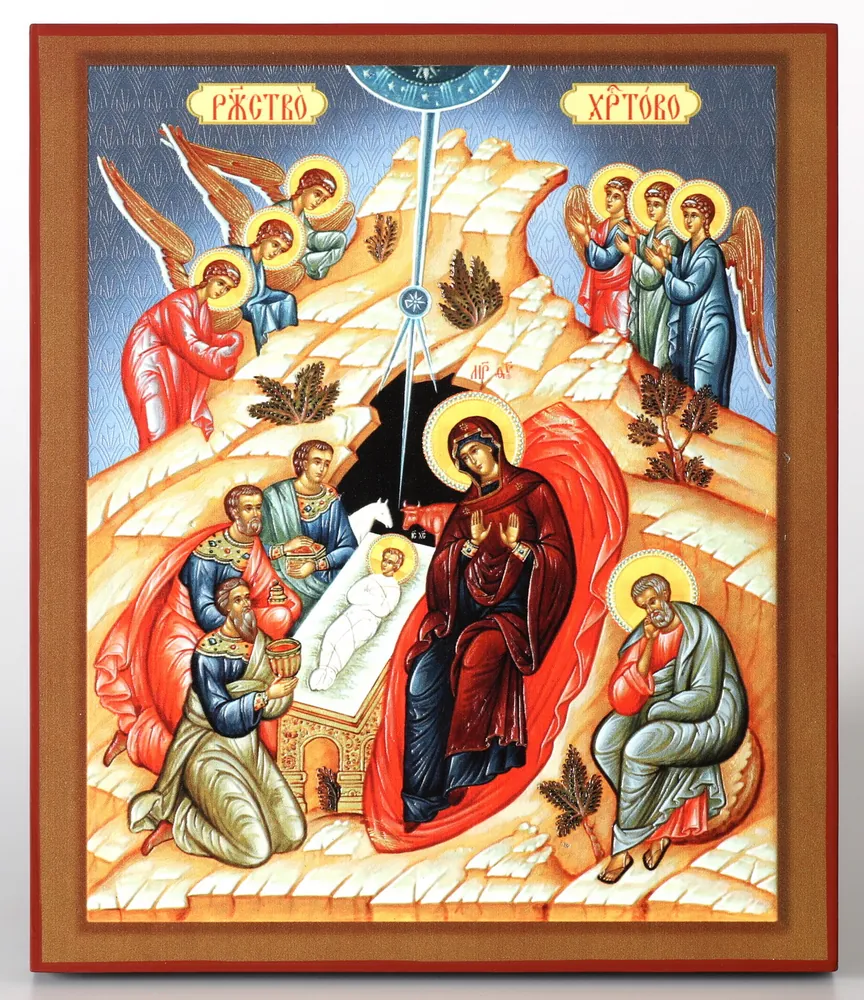 Icon on board 22×26 3D print, varnish Nativity of Christ 2