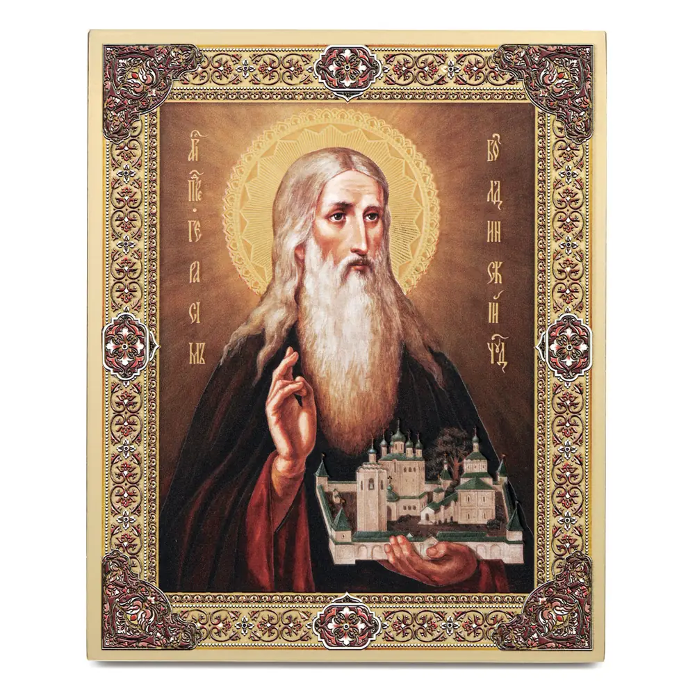 ხატი დაფაზე 13×15 მოოქროვილი დაფარვა, მოცულობითი ბეჭდვა, ლაქი გერასიმე ბოლდინელი
