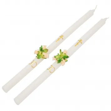 Wedding candles with flowers and with decal