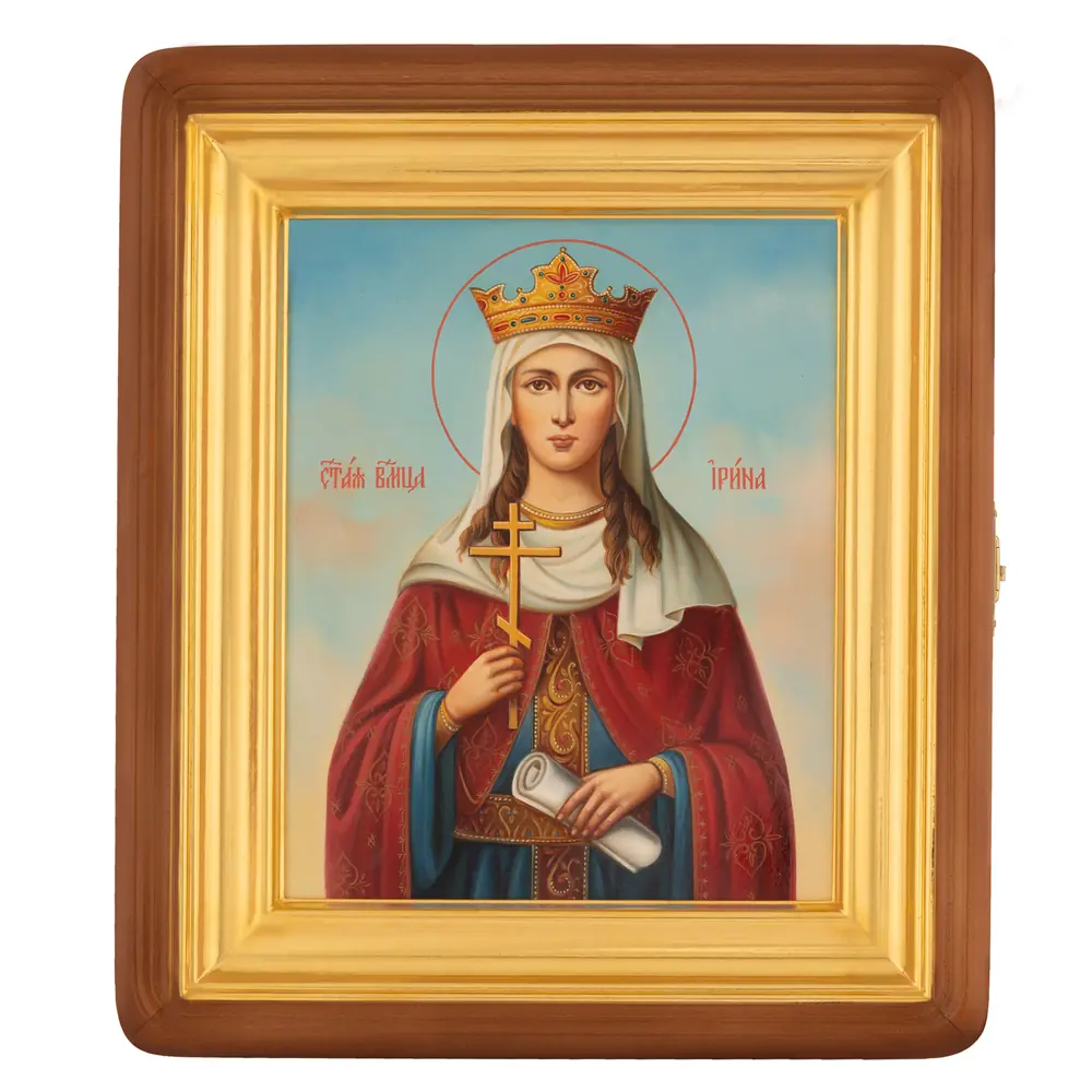 Painted icon on board in icon case 18×24 oil, icon case №1 Irene, 00716