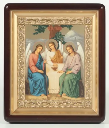 Icon in icon case 18×24 shaped, tempera №8, gilded frame Trinity 1