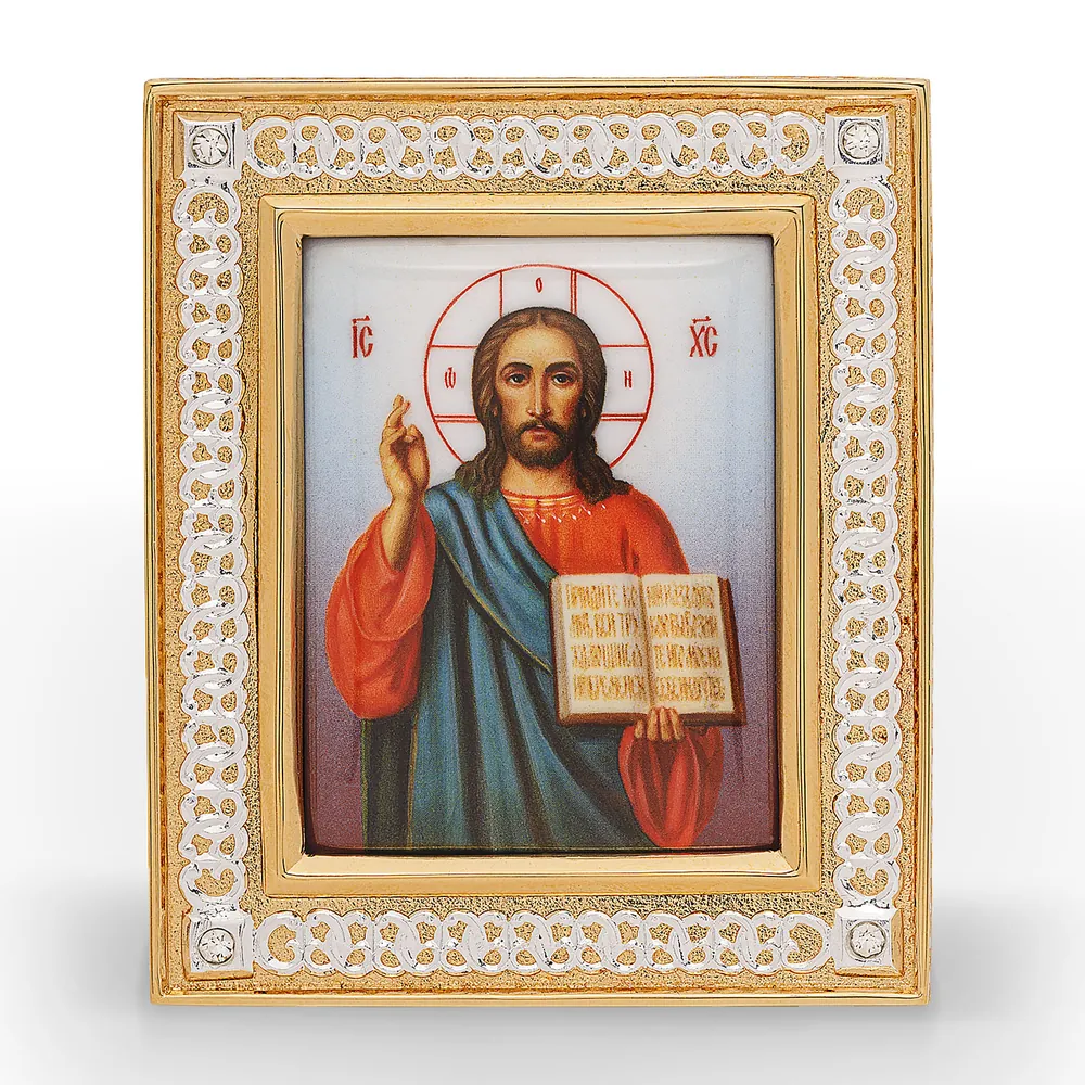 Икона настольная №141 деколь / золочение, серебрение / Спаситель