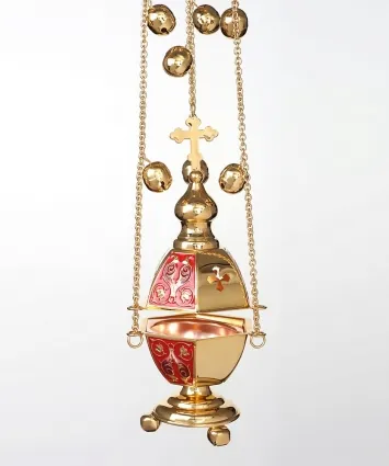 Censer hexagonal №1 gilding enamel with bells