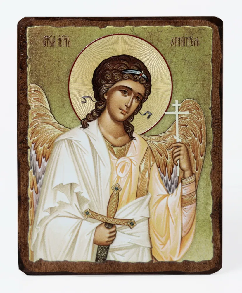 Icon on board 12,5×16,5 3D print, varnish Guardian Angel 2