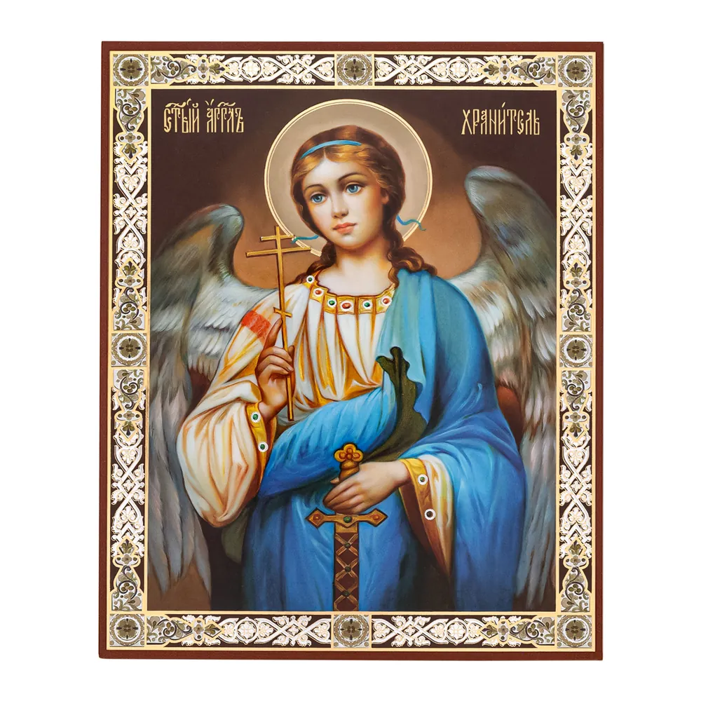 ხატი ორგალიტზე №1 11×13 ორმაგი ტვიფრი მფარველი ანგელოზი (წელსზედა) №8