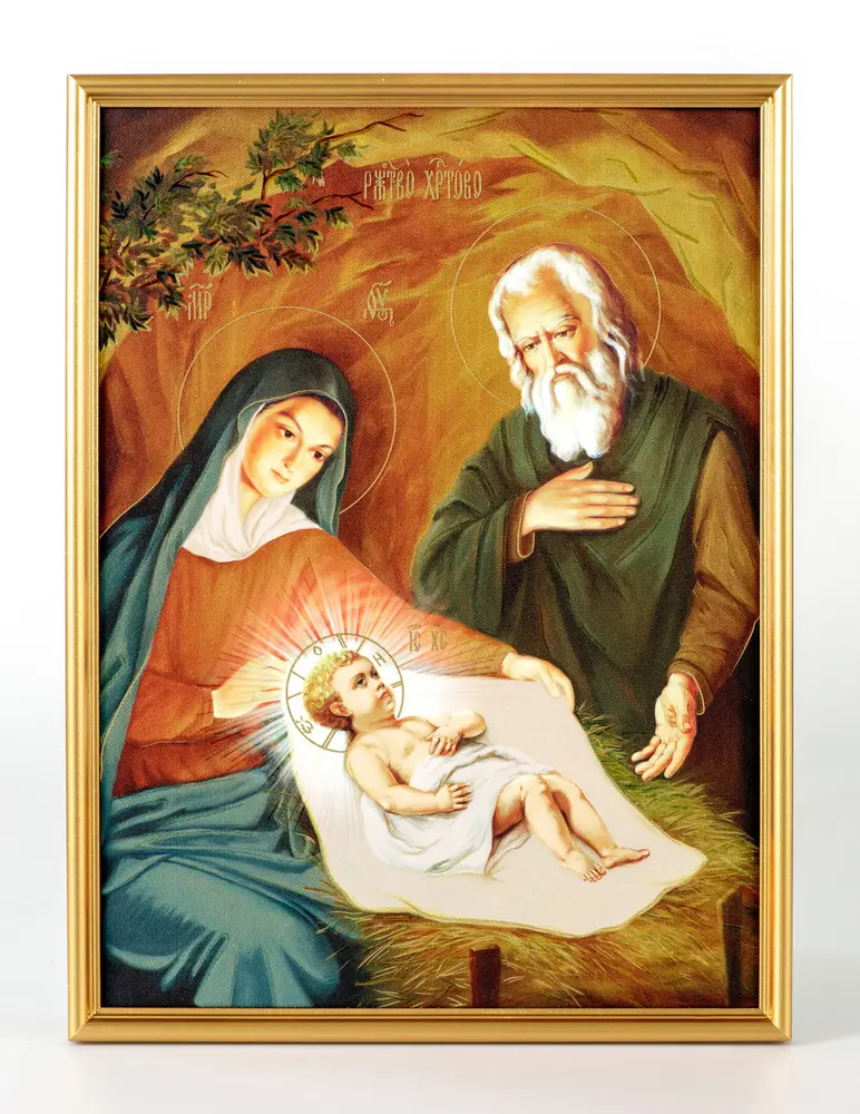 Picture 30×40 print on canvas “Gold-look” in golden frame №6