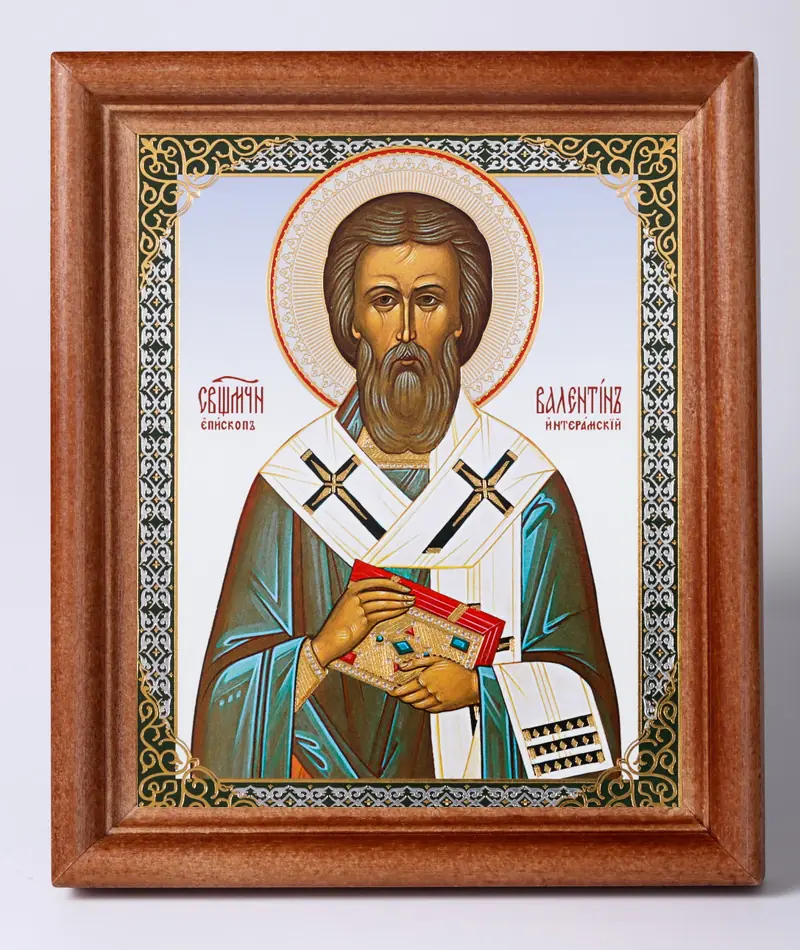 Icon in wooden frame №1 11×13 double embossing Valentine of Interamna