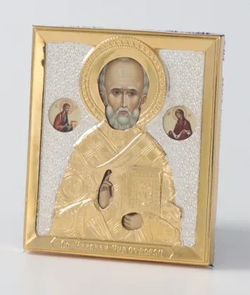 Stamped icon 6 * 7 / photo / gilding / silver Nicholas the Wonderworker