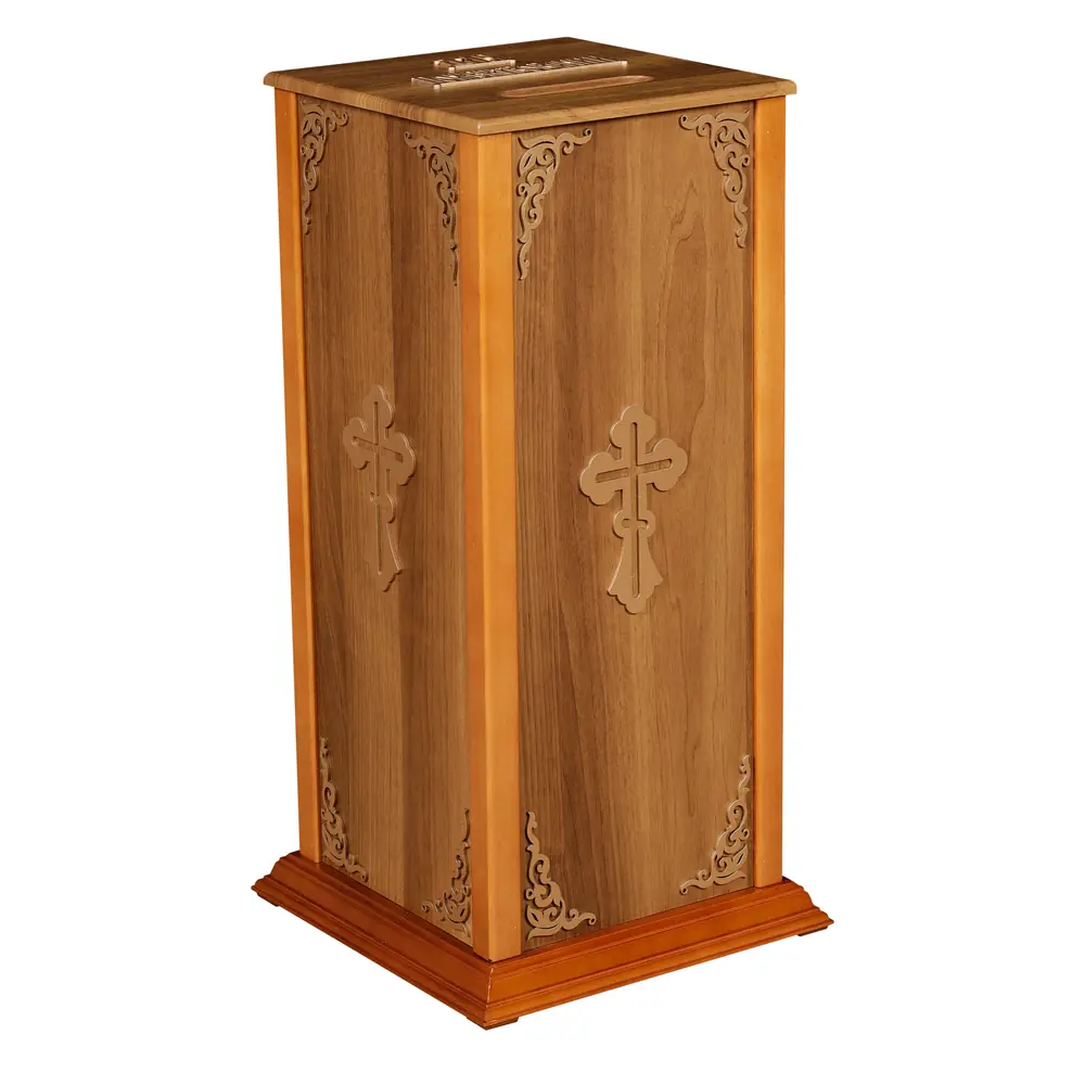 Donation box with facing