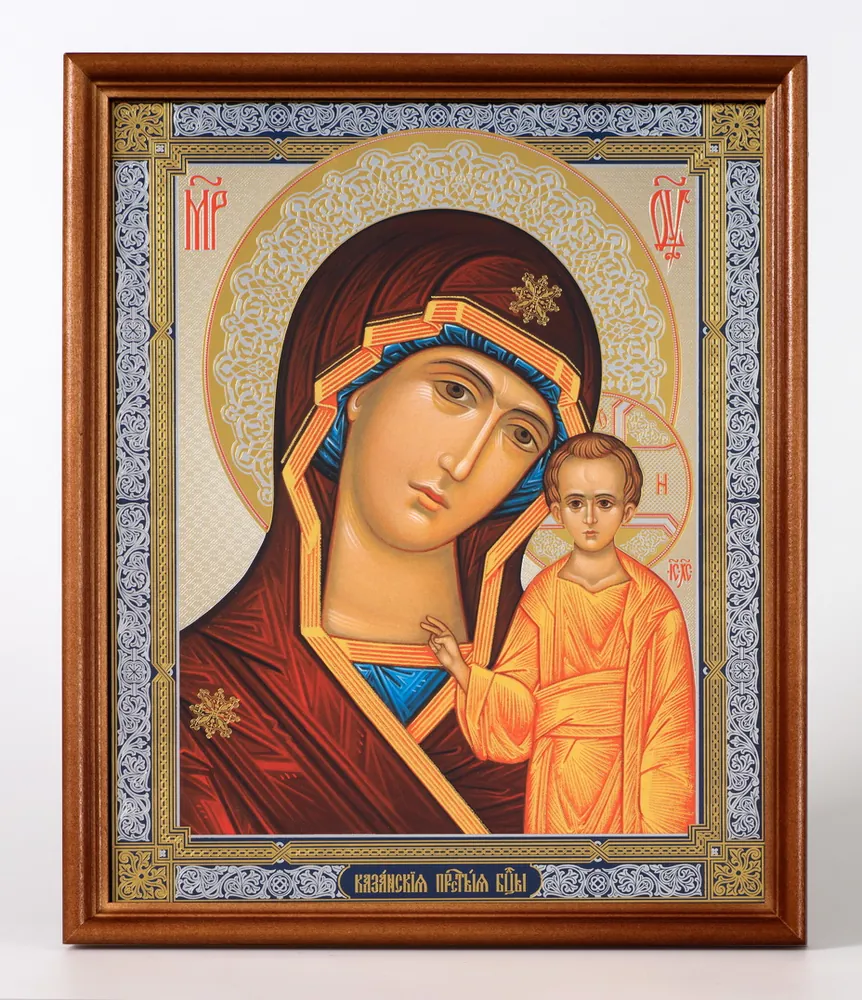 ხატი ხის ჩარჩოში №1 24×30 ორმაგი ტვიფრი ყაზანის ღვთისმშობელი 11