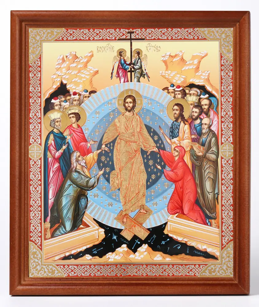Icon in wooden frame №1 18×24 double embossing Resurrection of Christ 54