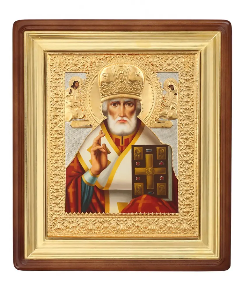 ფერწერული ხატი კიოტში 40×50 ზეთი, მოჭედილობა №141, კიოტი №1 ნიკოლოზ საკვირველთმოქმედი