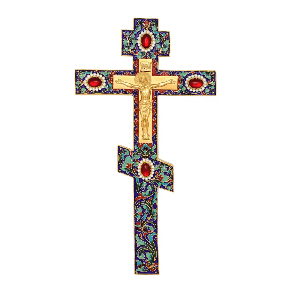 Altar cross №2 filigree, enamel, cast Crucifixion / gilding