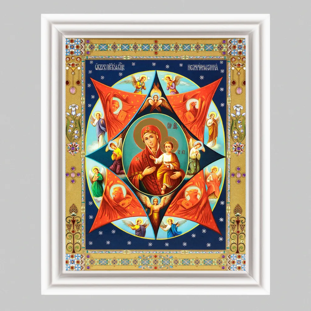 Icon in wooden frame №3 11×13 (white) double embossing Unburnt Bush 3