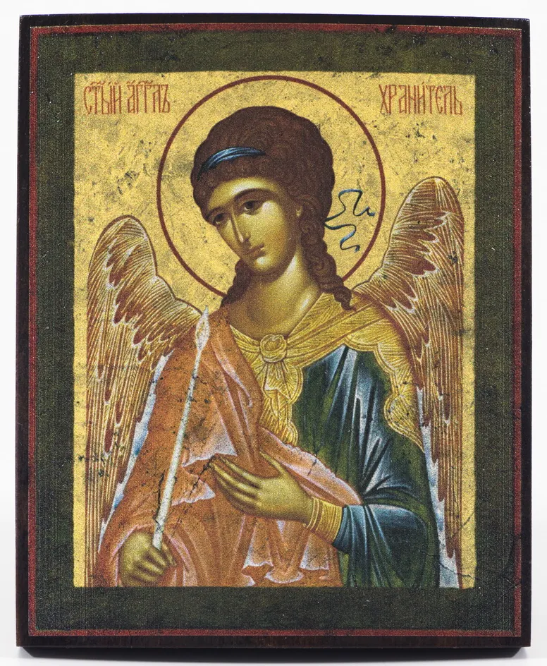 Икона на дереве 9х11 лак Ангел Хранитель
