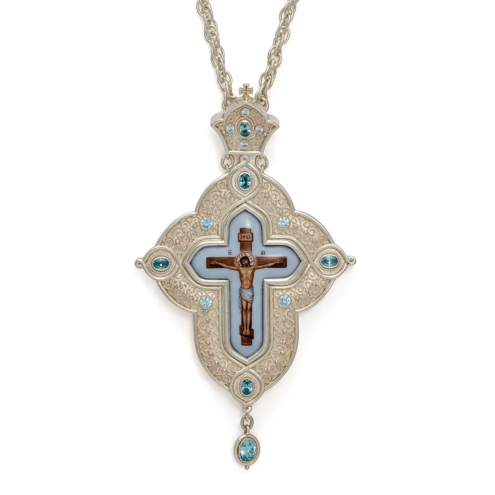 Pectoral cross №197 / cubic zirconia silver