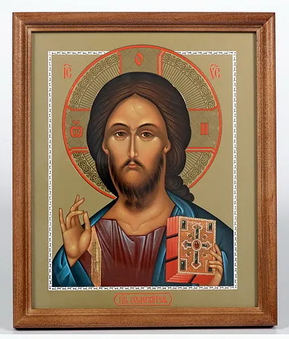 Icon in wooden frame №1 18×24 double embossing Saviour 35