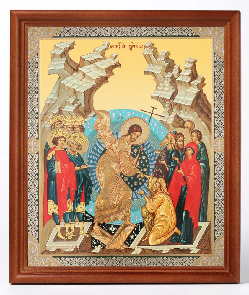 ხატი ხის ჩარჩოში №1 18×24 ორმაგი ტვიფრი ქრისტეს აღდგომა