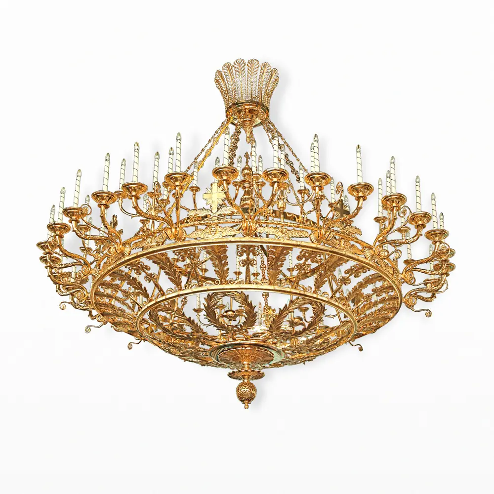 Chandelier 2 tiers 88 candles with seraphim gilding